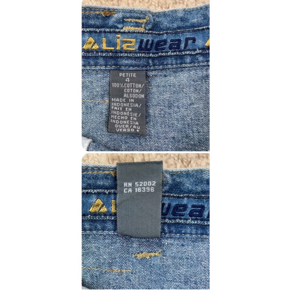 Vintage Liz Claiborne Liz Wear 80s 90s Denim Jean Mini Skirt Size 4 Petite - Picture 10 of 16
